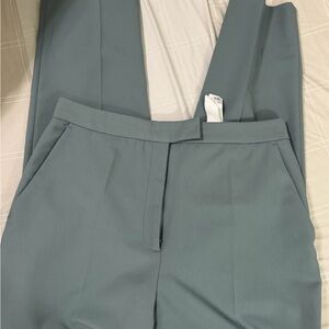 Zara Teal High-Rise Straight-Leg Trousers